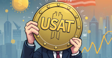 Man holding the USAT coin, covering his face