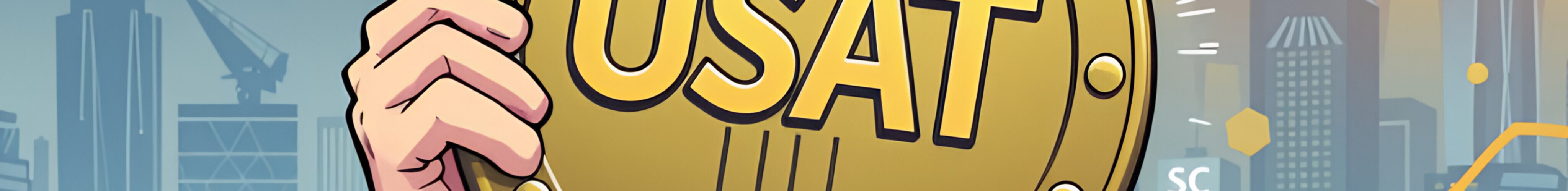 Man holding the USAT coin, covering his face