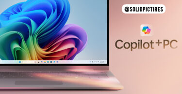 A laptop with "Copilot + PC" embedded in the licture